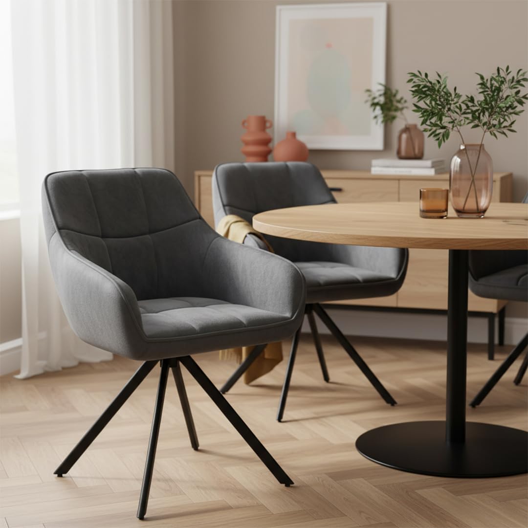 skølm Sköll Esszimmerstühle 6er Set, Dunkelgrau, Samt, drehbar, bis 150 kg