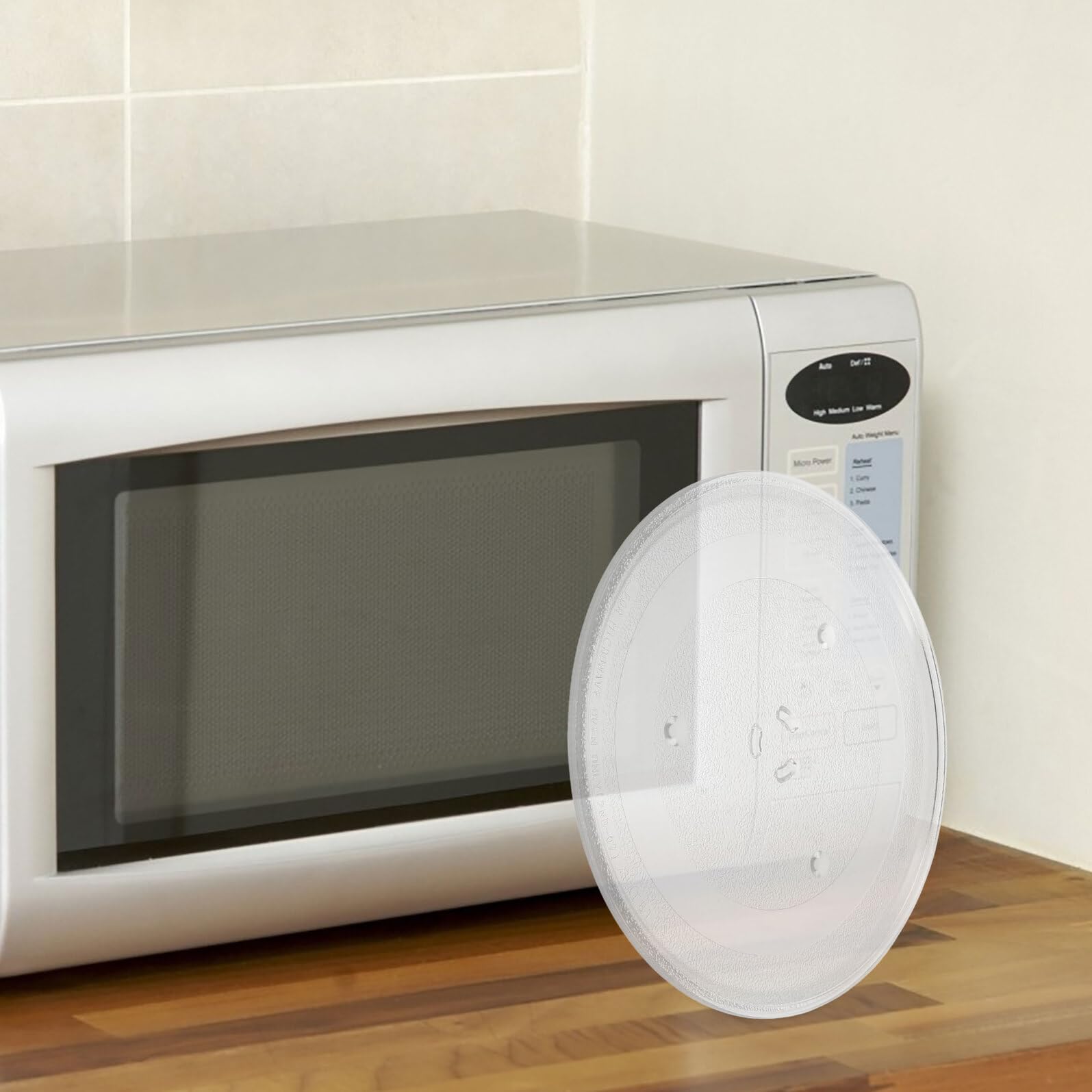 Plato Giratorio para Microondas de Vidrio Compatible con Samsung Bandeja Giratoria Transparente Fácil de Limpiar Repuesto para Microondas