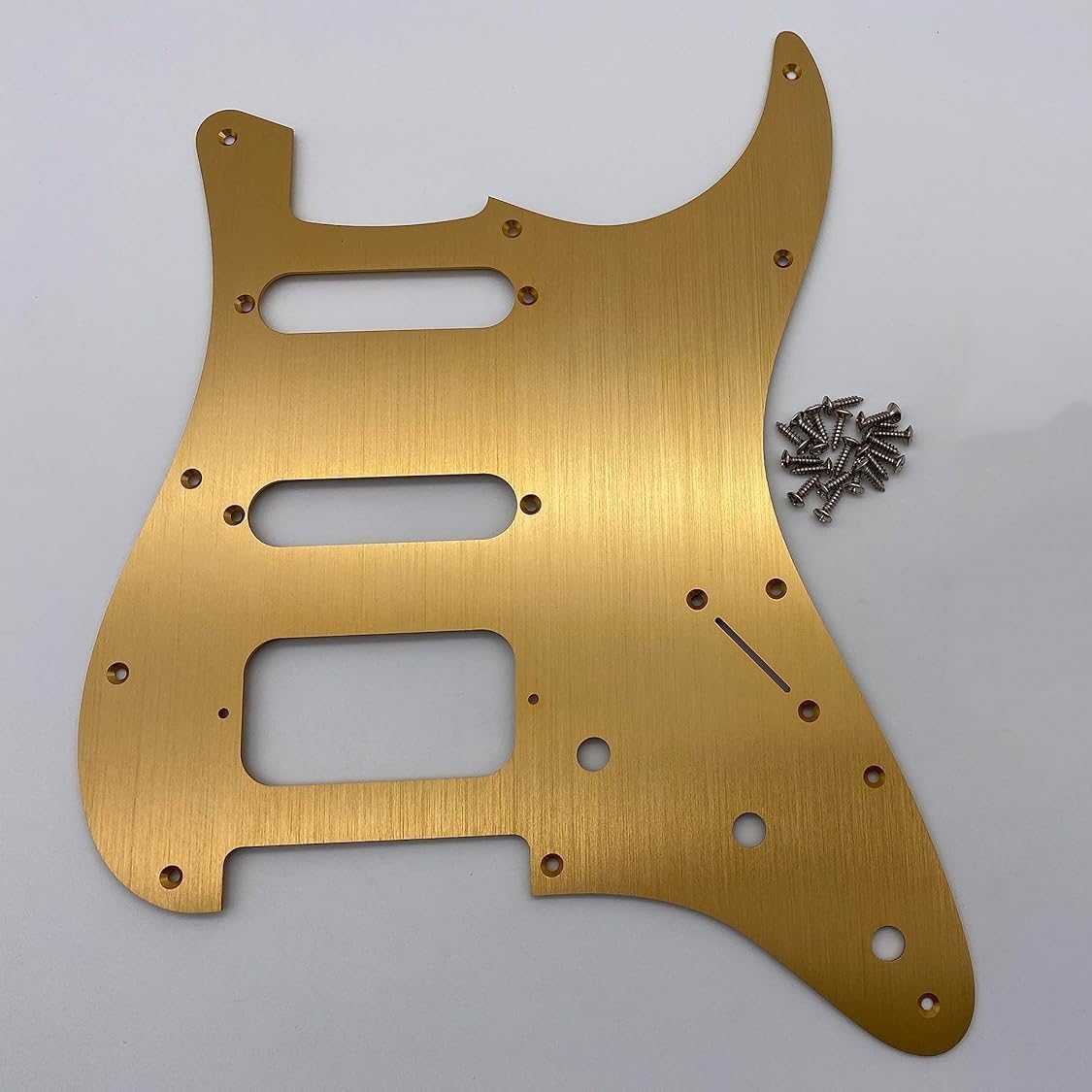 SSH 11 Hole Strat Electric Guitar Pickguard Set Aluminum Anodized Modern Style for US/Mexico Made Standard ST Modern Style Guitar Parts (Gold)