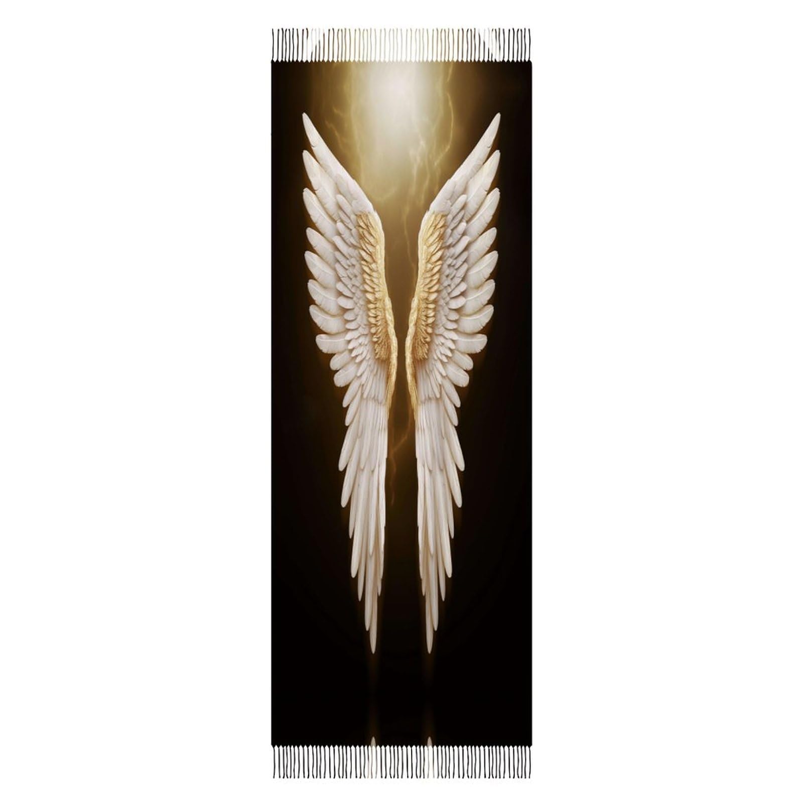Yjwando Women's Tassel Scarf Soft Imitation Cashmere Angel Wing Print Trendy Chic Scarf Warm And Stylish Winter Accessory For 200X70cm