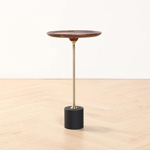 COZYMATIC Castiglia Round Side Table, Accent Pedestal Coffee Table with Wood Table Top, Drink Table, Sofa Table for Living Room, Bedroom, Small