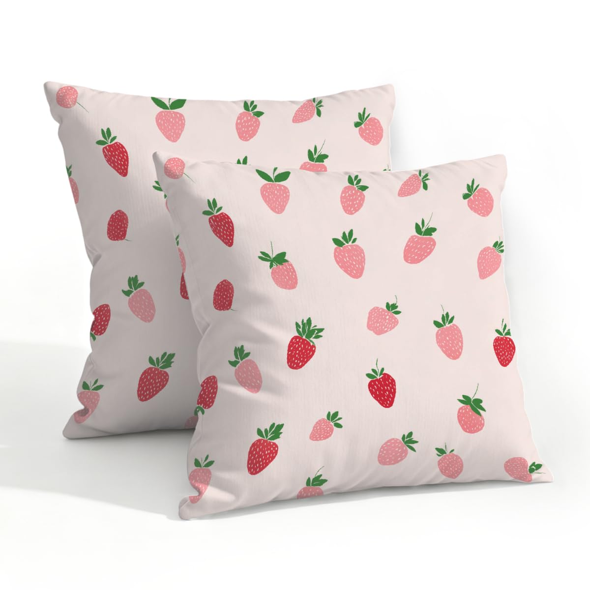 Outdoor Pillow Covers Waterproof Pillowcases 20x20in Set of 2 Cute Strawberry Decorative Throw Cushion Case for Couch Sofa Garden Patio Furniture