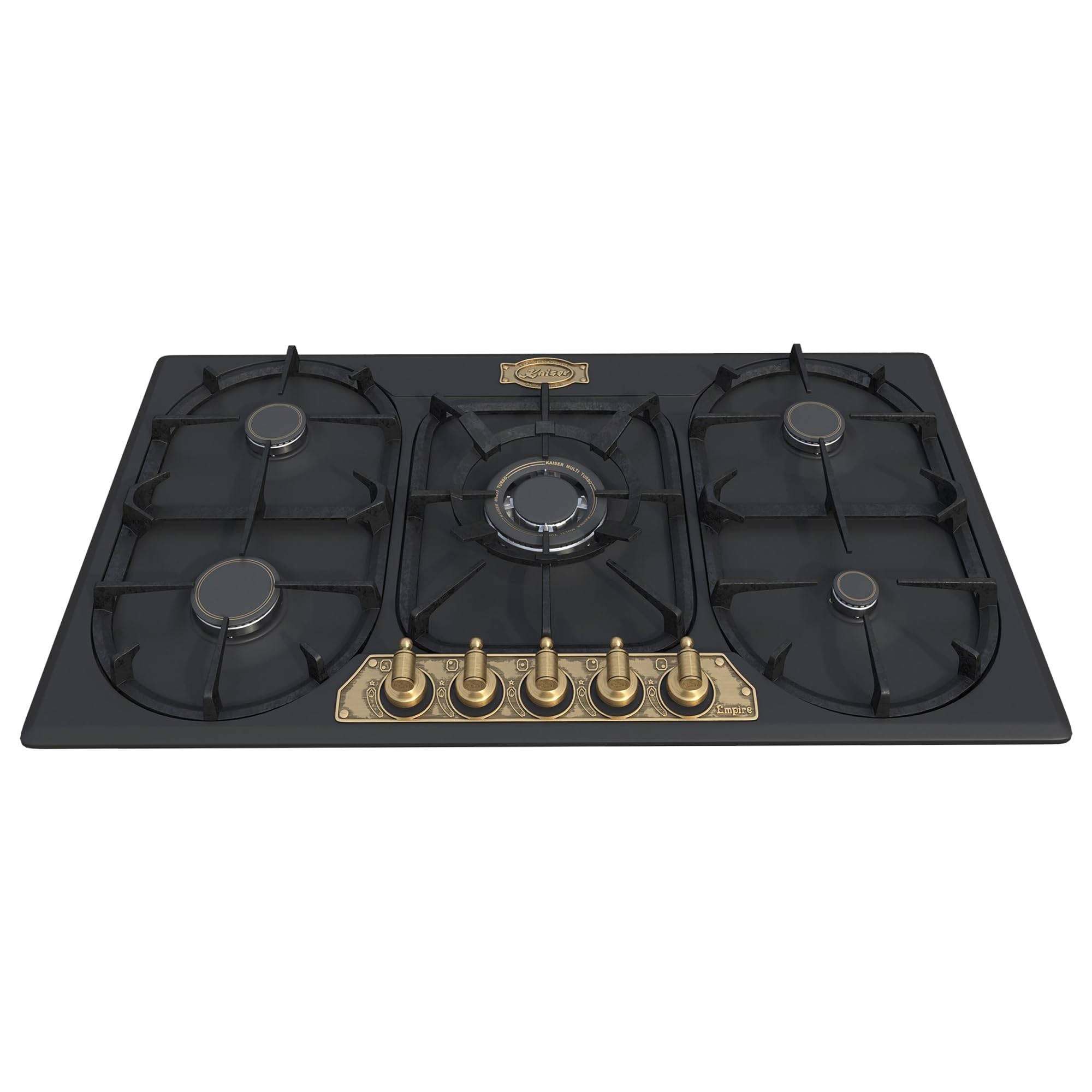Kaiser KG 9325 Em Retro płyta gazowa, 90 cm, samowystarczalna kuchenka gazowa, emaliowana, palnik gazowy/do woka, 3,8 kW, sterowanie gazem, na gaz ziemny i propan, czarna
