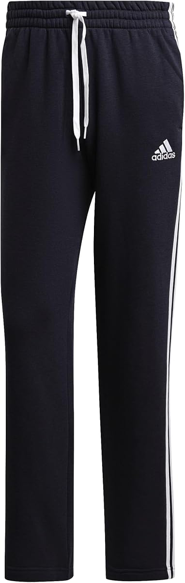 adidas Essentials - Pantalones de forro polar con dobladillo abierto y 3 rayas para hombre