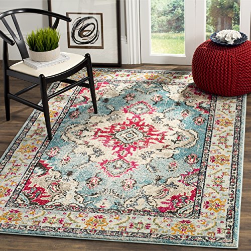 Safavieh Monaco Collection MNC243F Bohemian Chic Medallion Distressed Area Rug, 3' x 5'