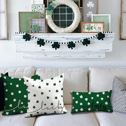 Miniatura 3 de DFXSZ Fundas de almohada del Día de San Patricio de 12 x 20 pulgadas, decoración de trébol verde de la suerte, fundas de almohada del día de San