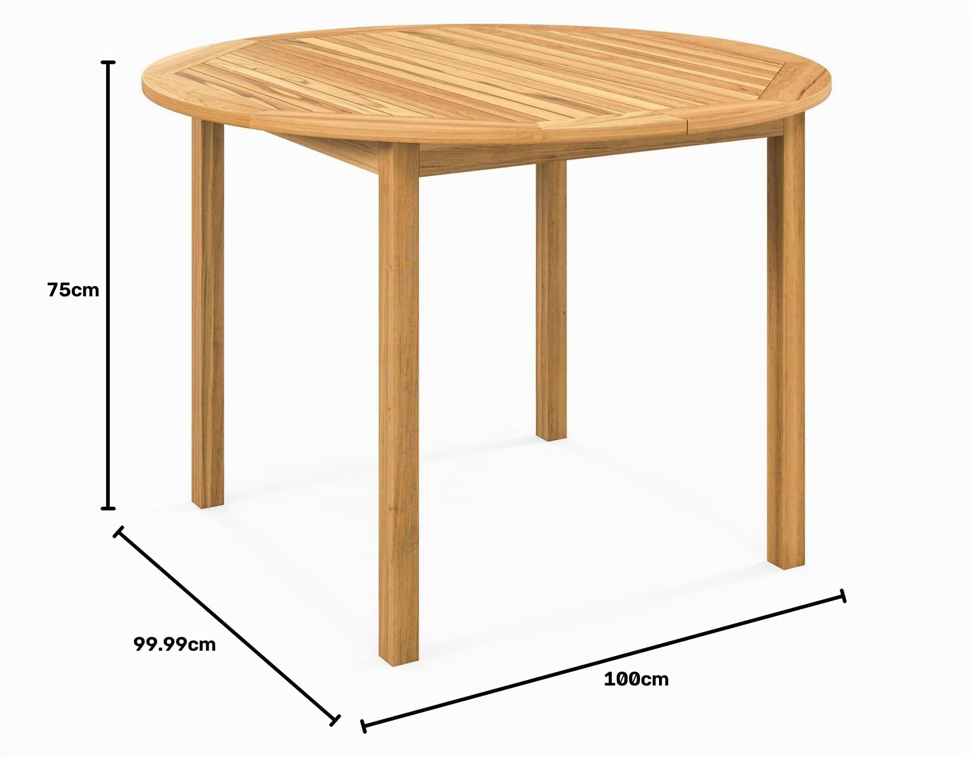 COSTWAY Mesa Redonda Exterior 100x75 cm, Madera de Acacia, Mesa Jardin Exterior para 4 Personas, Mesa Terraza Balcon Jardin, Natural