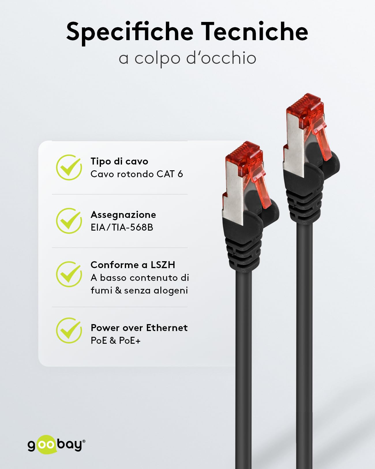 Goobay 92754 Cavo CAT 6 Cavo di rete Lan per Gigabit Ethernet S-FTP Cavo patch a doppia schermatura con connettore RJ45, 30 m, nero - Vista 6