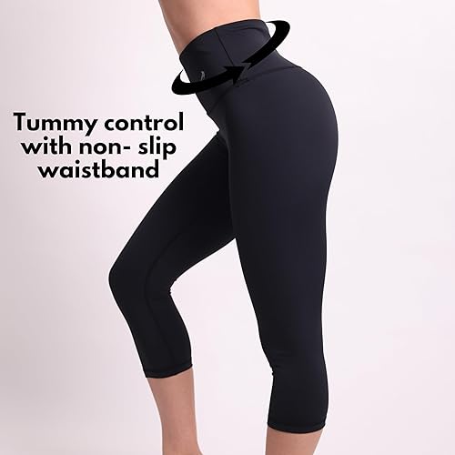 Miniatura 2 de Mallas de compresión Capri para mujer, medias para correr, yoga, hacer ejercicio, cintura alta, pantalones adelgazantes
