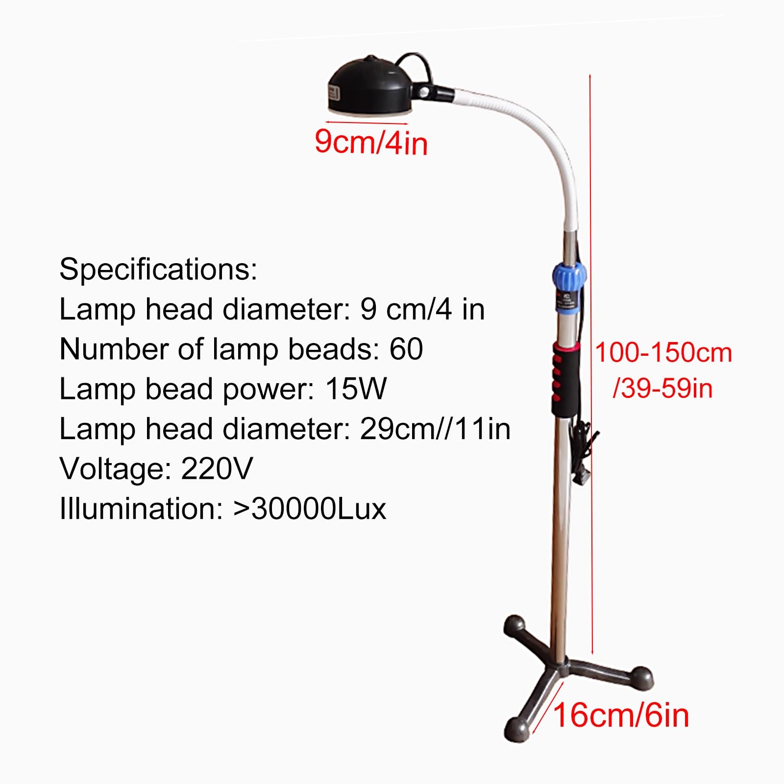 Lampada da Visita Chirurgica Medica con Supporto da Pavimento, Luce di Ispezione ad Alta Luminosità, Testa della Lampada Girevole A 360° per Ginecologia, Odontoiatria