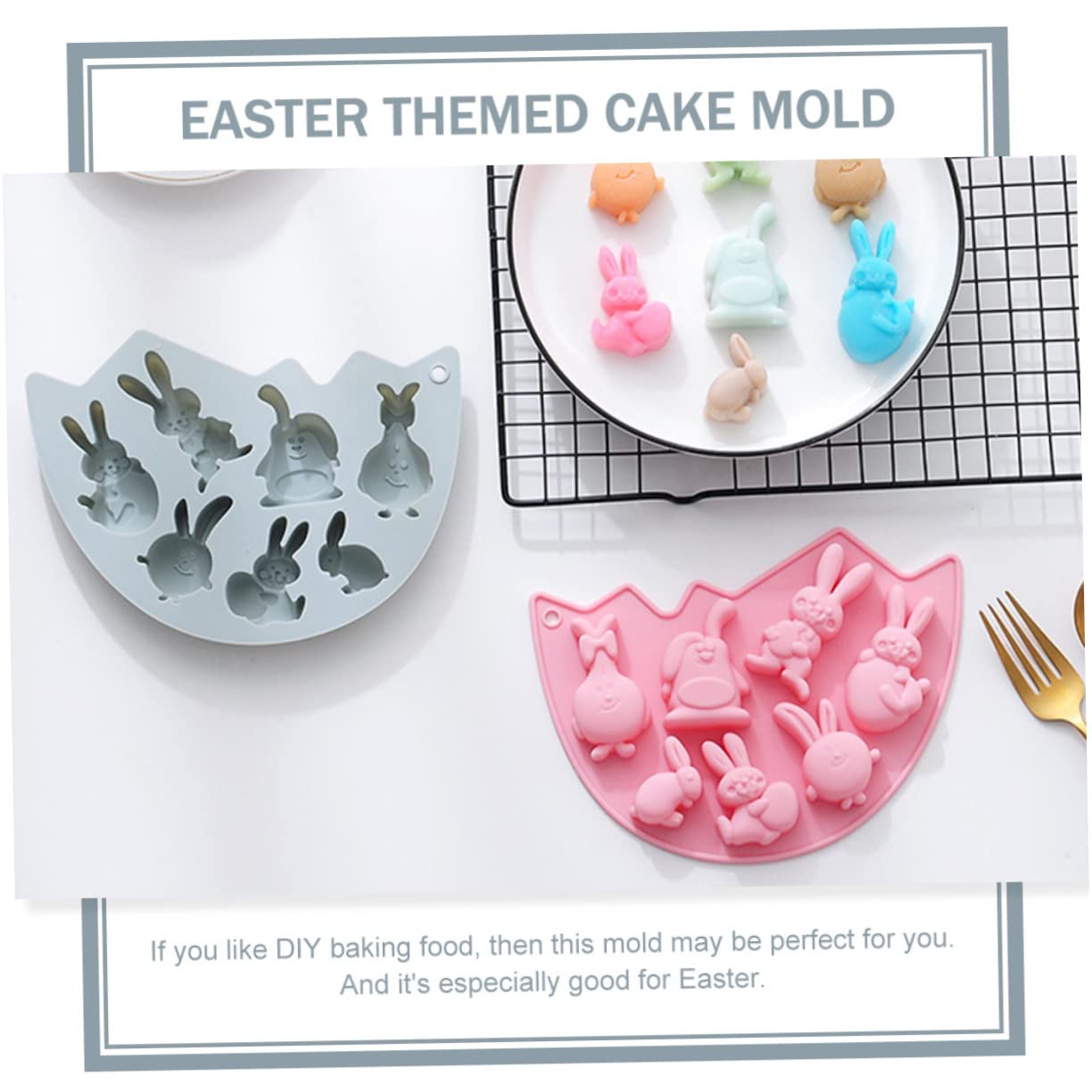 Amosfun 3 Ensembles Moule À Lapin Moule Pâques Paque Gommeux s À Crêpes D'halloween À Gâteau Sur Le Thème De Pâques En Silicone Pour La Maison 2 Pièces * 3