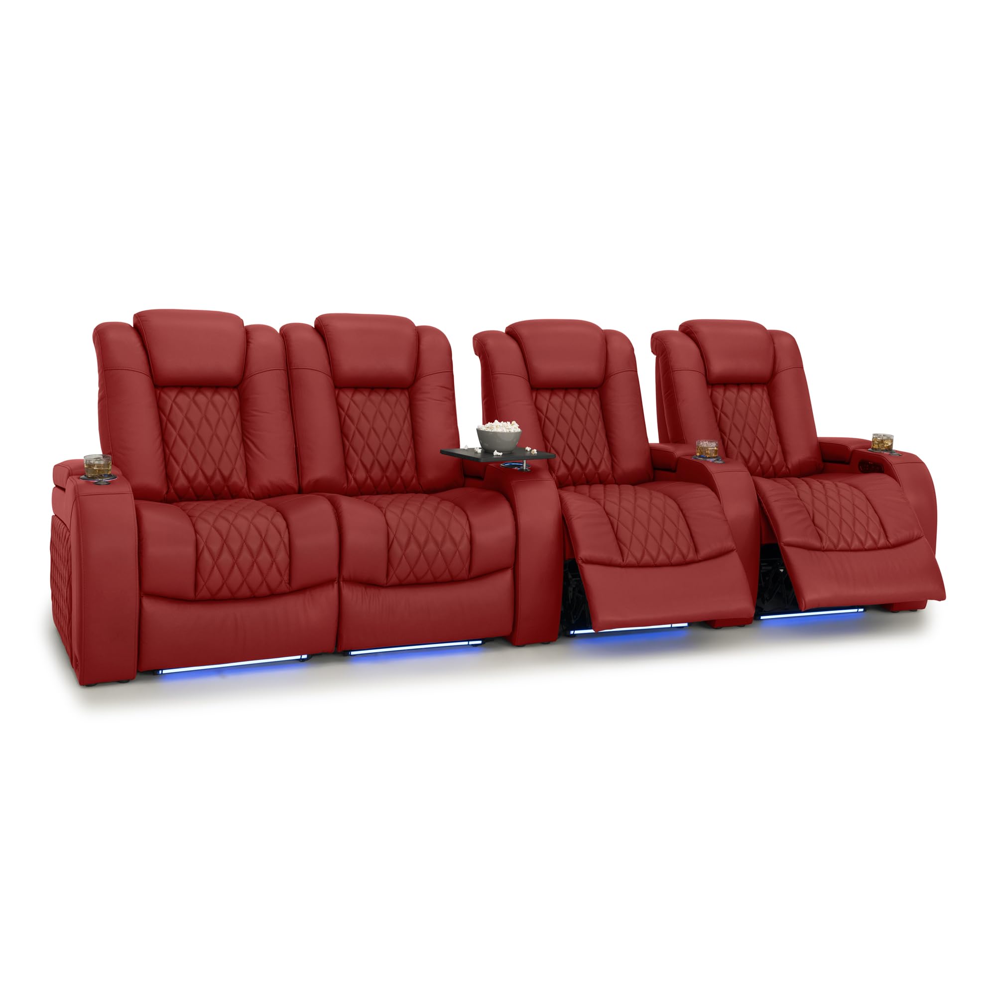 Seatcraft Diamante Home Theater Seating Red Row of 4 Left Loveseat