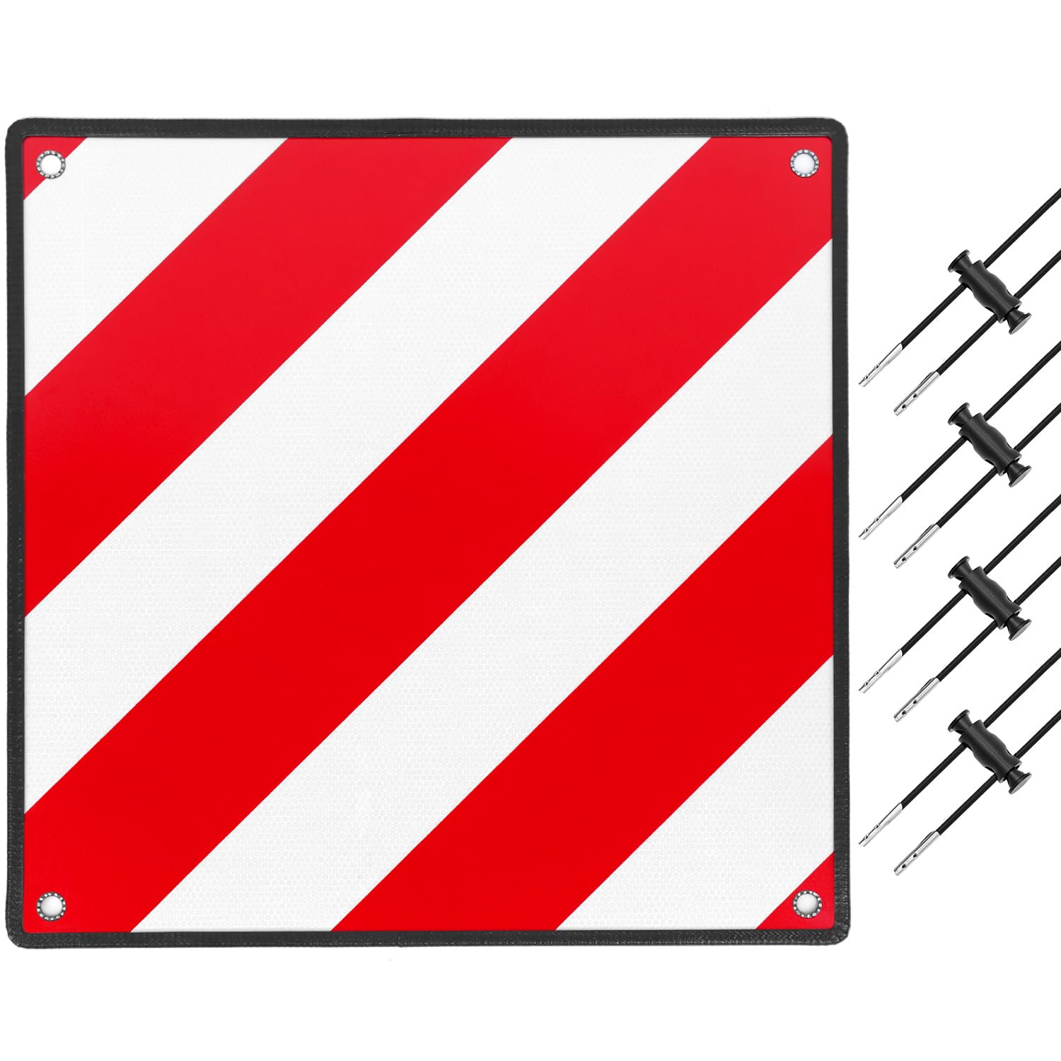 QWORK® 2 en 1 Panneau d'avertissement réfléchissant avec 4 cordes de tension, panneau signalisation 50 x 50 cm l'Italie et l'Espagne, pour porte-vélos et porte-arrière