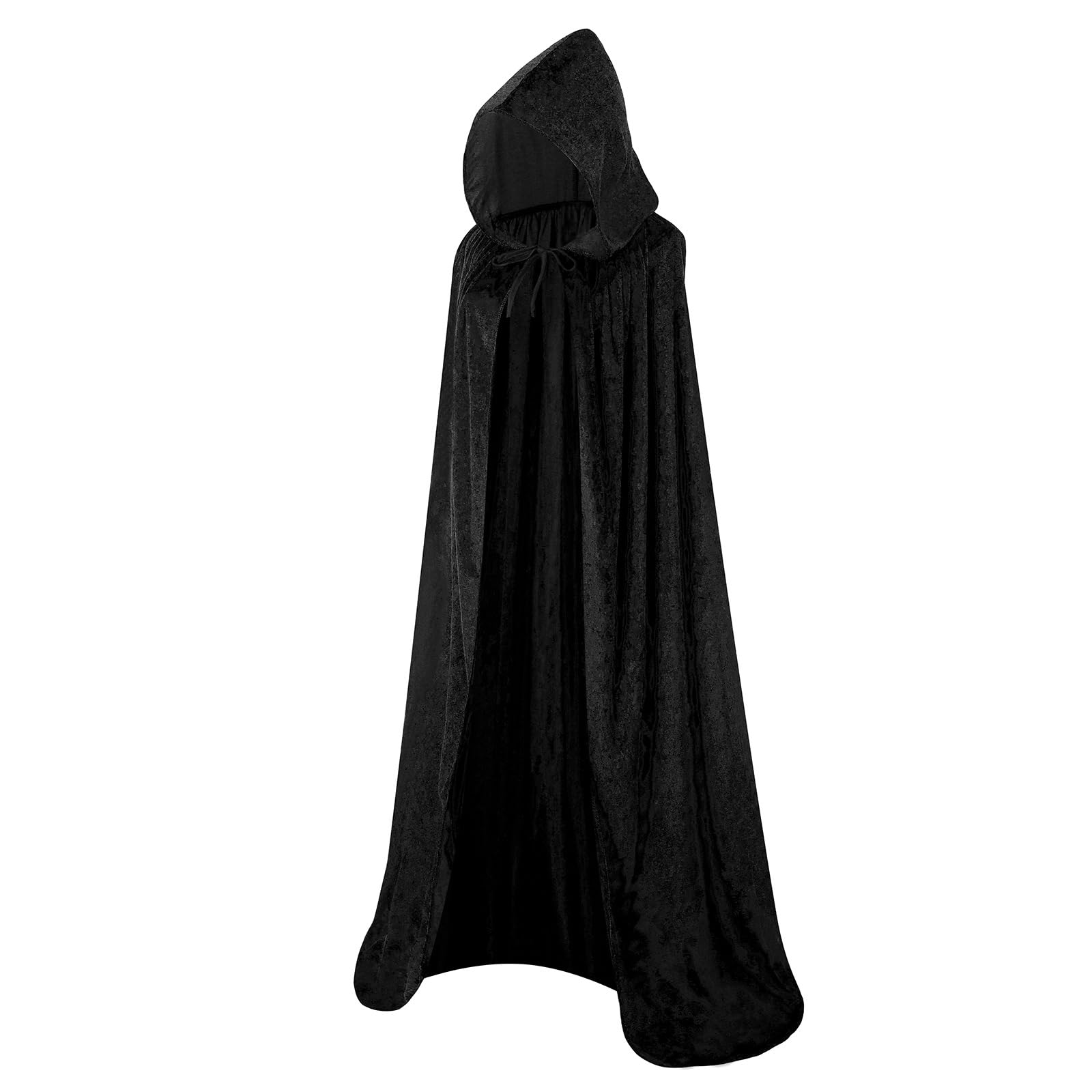 maxToonrain Velvet Hooded Cape for Adults Unisex Cloak with Hood for Halloween Christmas World Book Day Fancy Dress Costume (150cm-Black) - Image 2