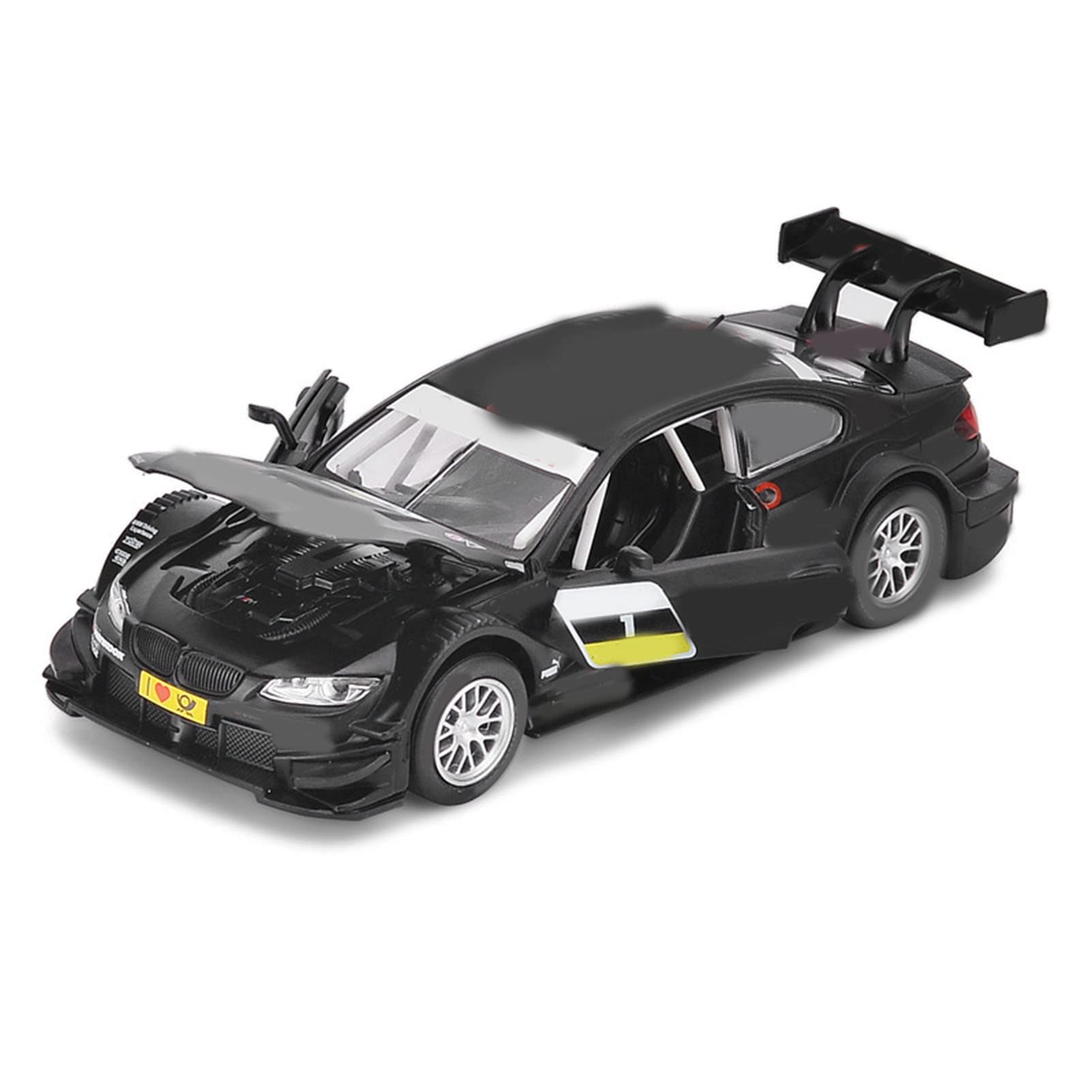 Wakects Auto Giocattolo con Luci Modello di Auto in Lega e Plastica Giocattolo 1:32 Porte di Apertura Luce Sonora Veicolo Statico Dinamico a Doppia modalità per Ragazzi Ragazze Bambini (BLACK)