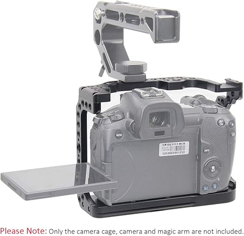 Miniatura 4 de Easy Hood Jaula para cámara Canon EOS R, estabilizador de aparejo de producción de películas de video con soporte de zapata fría y orificio de rosca