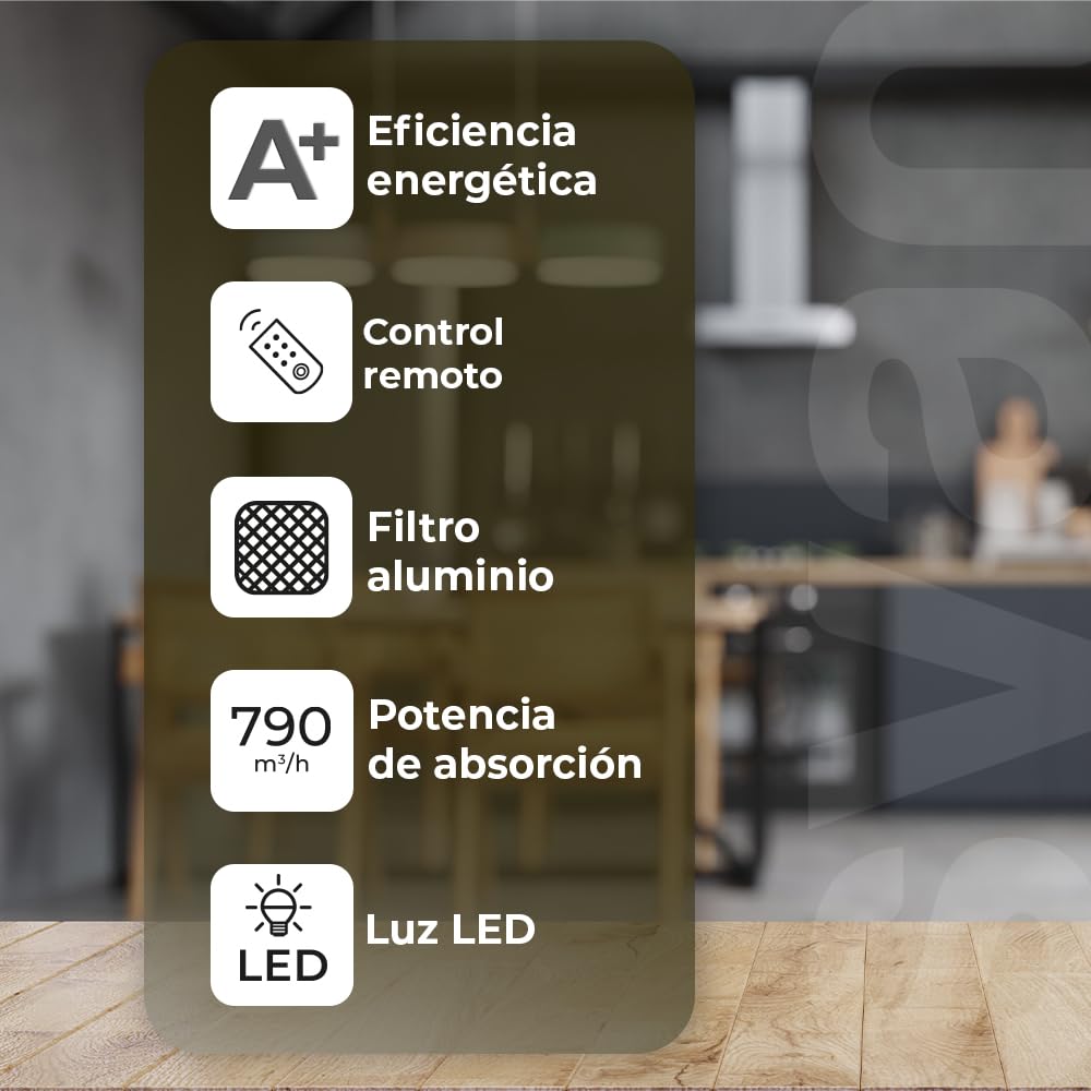 Svan Campana Extractora Inclinada 80cm Cristal blanco SVCC8080B. Potencia 790m3/h, Tiro Doble, 3 Velocidades, Control Táctil,