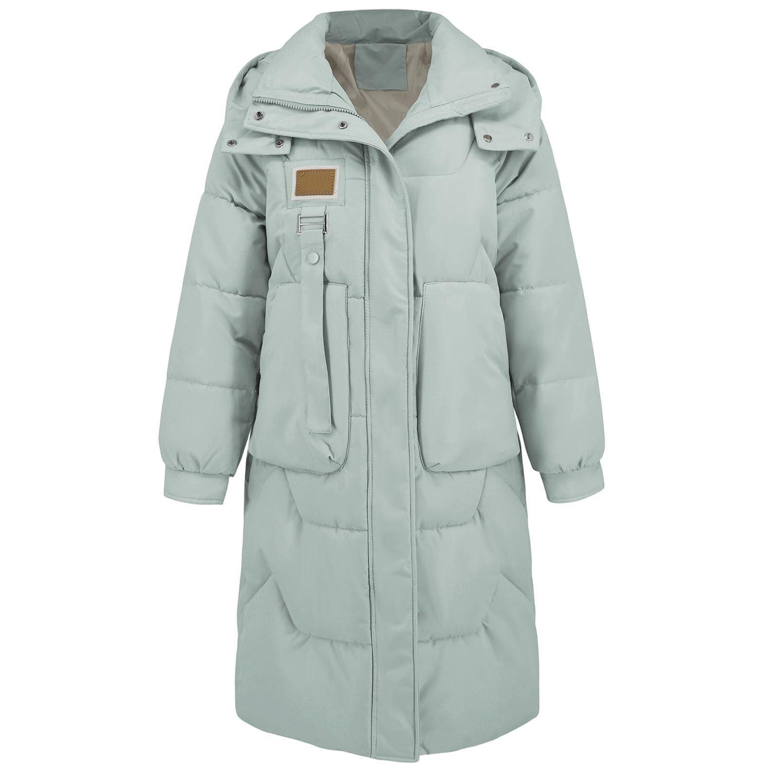 Veste d'hiver longue pour femme – Manteaux matelassés pour femmes, manteau décontracté et chaud à coupe ample pour femme, élégant et fin, à capuche avec fermeture éclair, longueur moyenne, imperméable