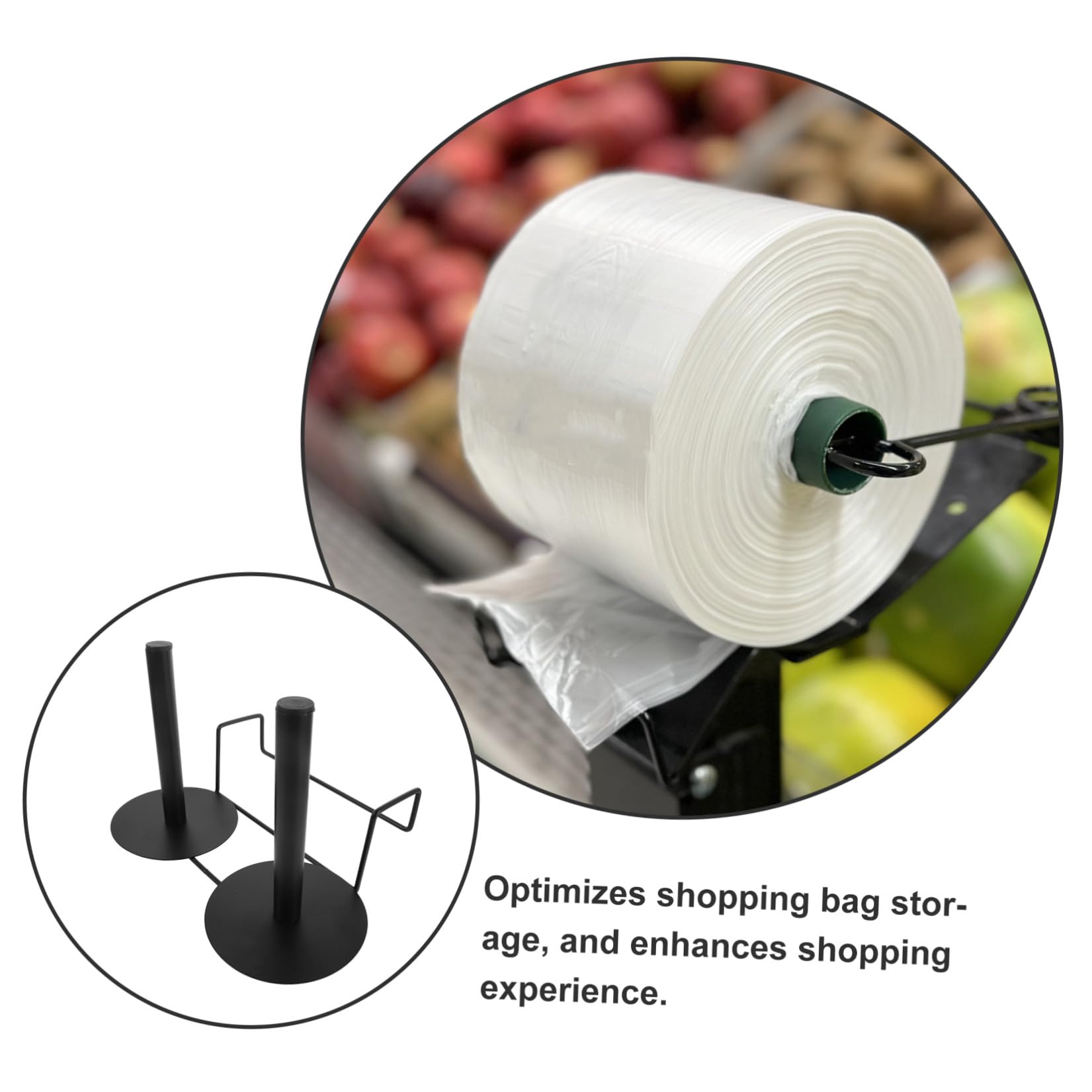 Organizador para Bolsas de Plástico Doble Cabezal de Acero Inoxidable, Soporte Colgante Adaptable para Supermercados y Comercios Montaje Sencillo