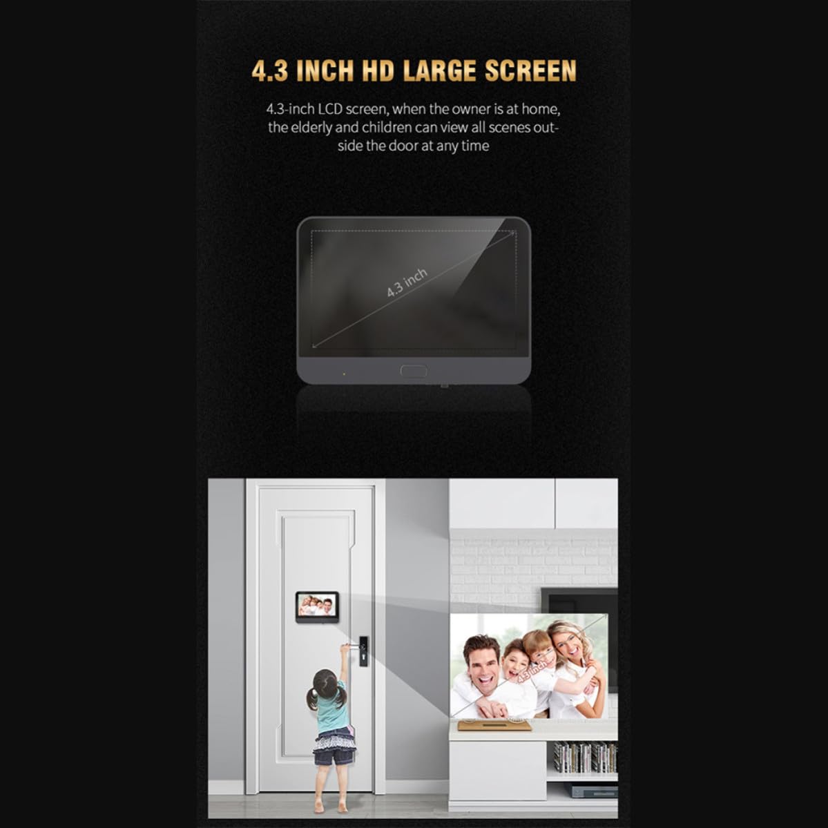 Hemobllo Sonnette Visuelle WiFi 720p R9 avec Alarme à Distance pour Maison | Vision Vidéo à Distance, Large Champ Visuel, Système de Sécurité Domestique, Métal, 32g 5000ma
