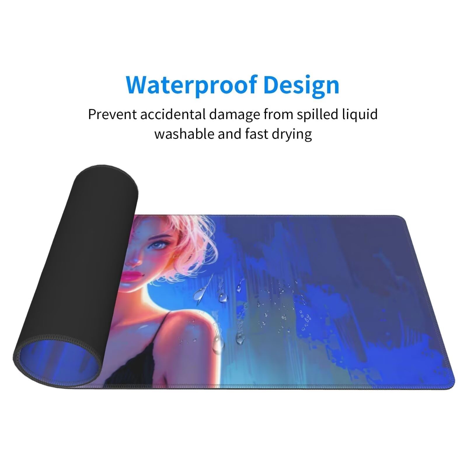 Tappetino Mouse, Tappetino Mouse Gaming Grande XXL 1500x800x3mm Tappetino Scrivania Mouse Pad, Base in Gomma Antiscivolo, Bordi Cuciti,Lavabile, Mousepad per Ufficio e Gaming (Ragazza sexy) R-694