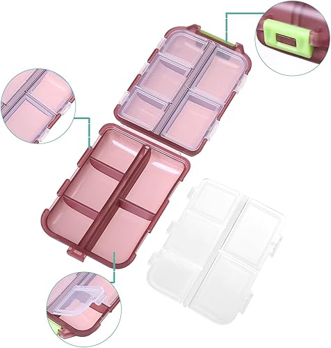 Miniatura 5 de 1Pack Travel Pill Organizer - 10 Compartments Pill Case, Compact and Portable Pill Box, Perfect for On-The-Go Storage, Pill Holder for Purse Brown