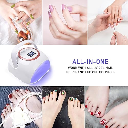 Miniatura 5 de RAYWAY Lámpara de uñas LED UV, secadora de uñas recargable de 72 W, lámpara de secado rápido con 3 ajustes de temporizador, máquina profesional con