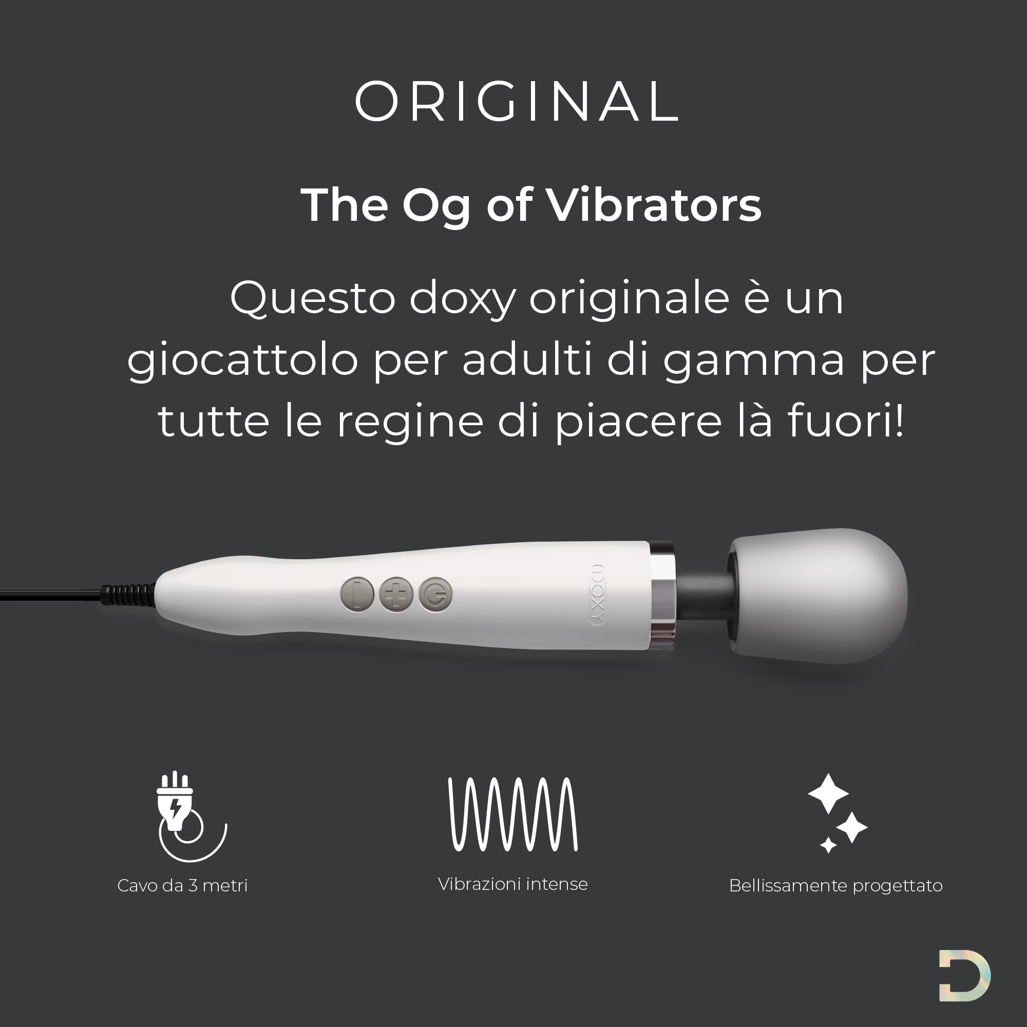 Doxy Premium Vibrator Magic Wand Massage for Women; La bacchetta magica femminile vibratore - White