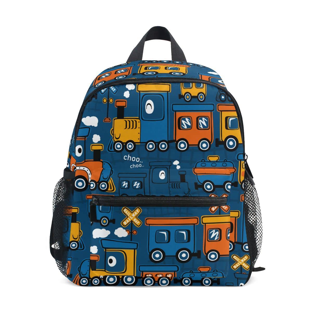 Fisyme Toddler Backpack Cartoon Funny Steam Train School Bag Kids Backpacks for Kindergarten Preschool Nursery Girls Boys, M