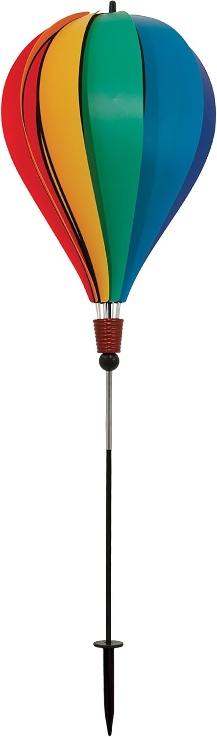 In the Breeze Rainbow Poly 10-Panel Hot Air Balloon Ground Spinner