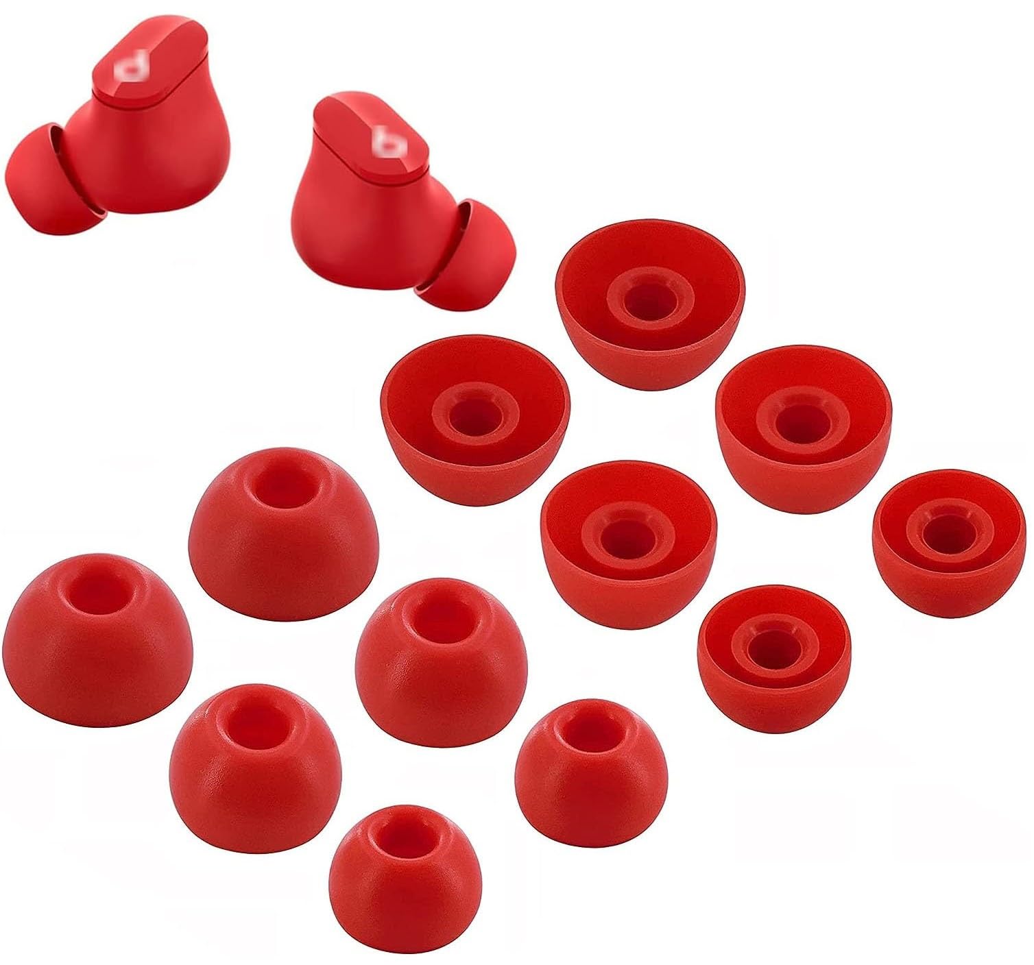 Replacement Earbuds Tips Silicone Eartips for Beats Studio Buds Headphones Fit in Case Buds Tips,6 Pairs S/M/L 3 Size,Red