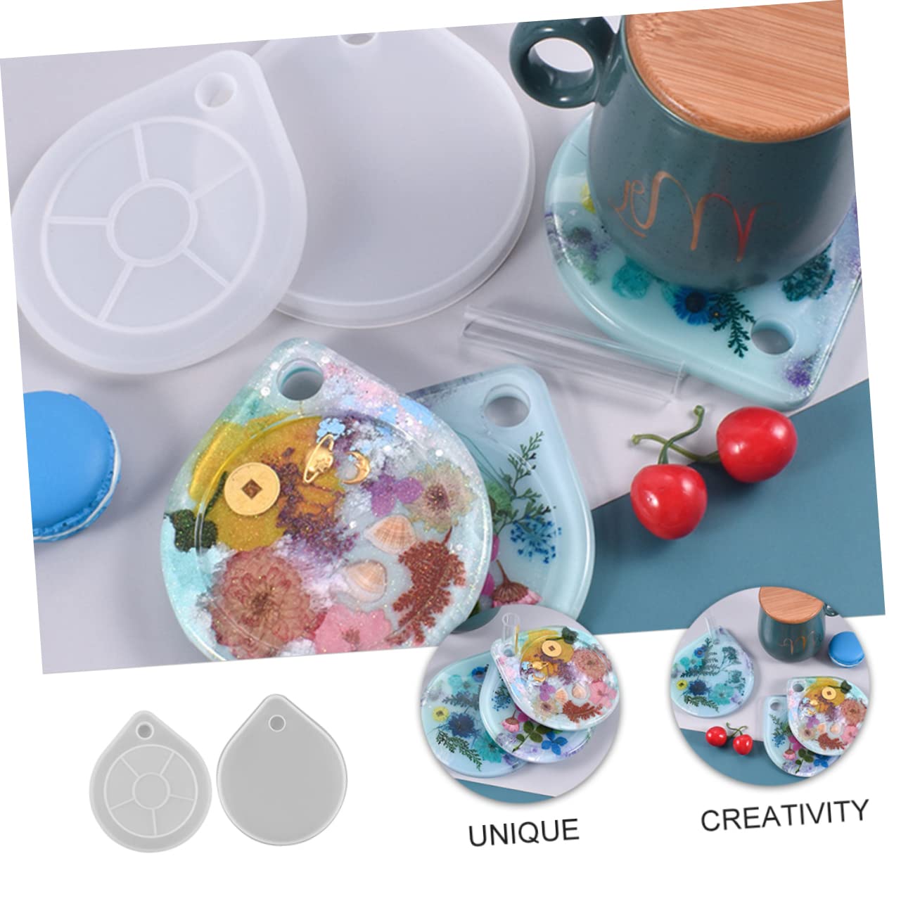 3 Set Di Strumenti Per La Creazione Di Gioielli Artigianali Stampo in Resina Epossidica Semplice in Silicone Rotondi 2 Pezzi * 3