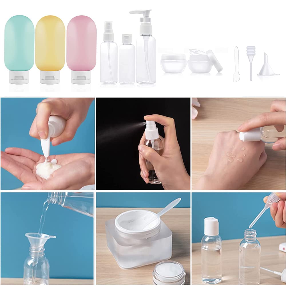 ANNIEMOOM 11 Travel Bottles, Travel Bottles Set Leak Proof Travel Containers for Shampoo, Lotion, Sun Cream, TSA Approved Travel Accessories, Refillable, Reusable, White, rechargeable 4