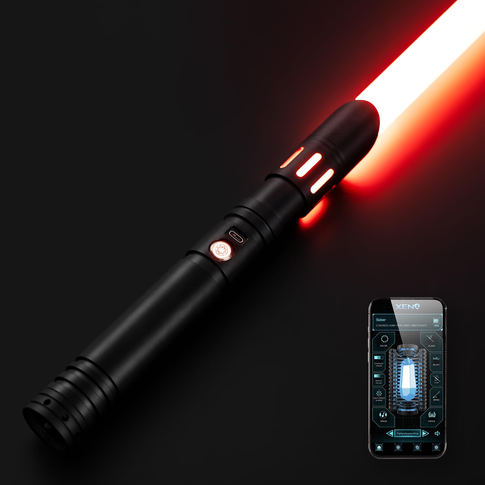DAMIENSABER Upgrade RGB3.0 Smooth Swing 16 Sound Fonts Light Saber, Motion Control Light Saber, Infinite Color and 16 Fast Color Changing Heavy Dueling Light Sabers for Adults Gift, Metal Hilt