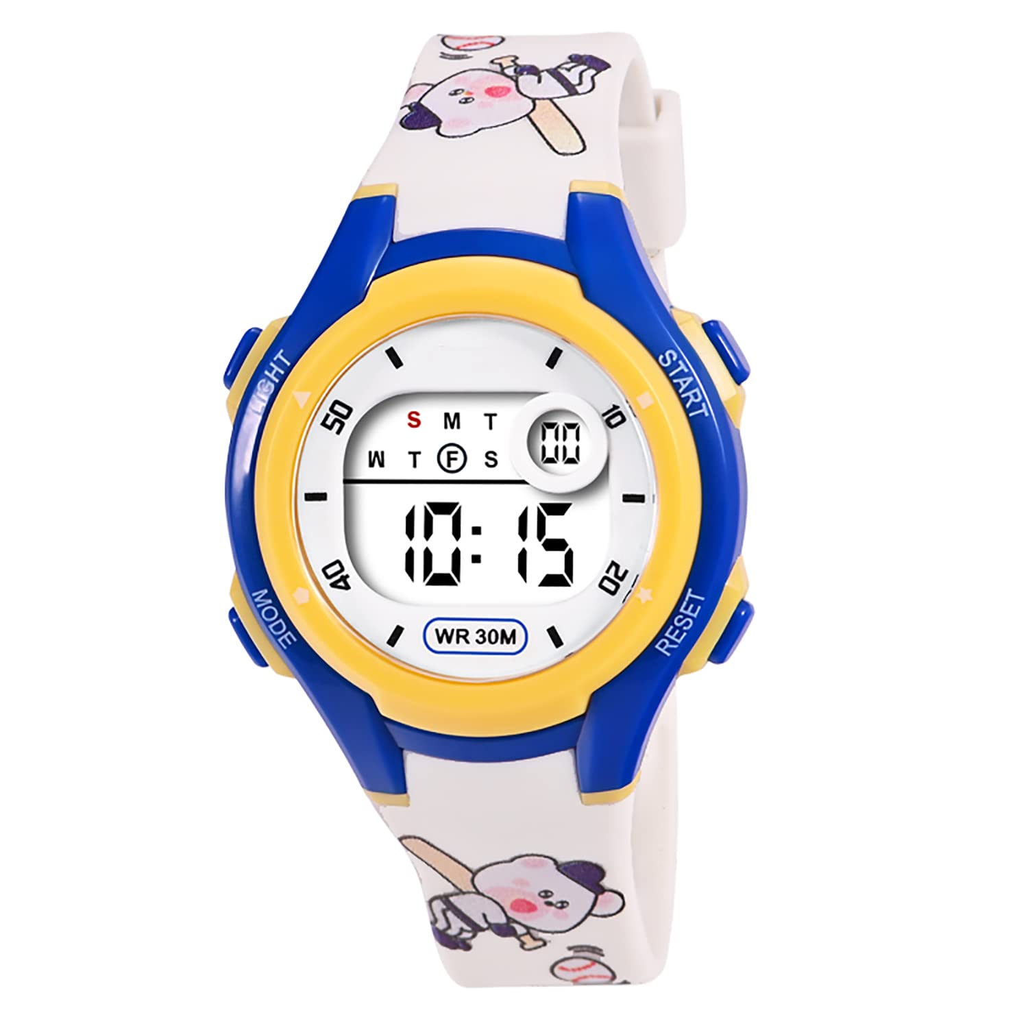 Time Up Digital Dial Cartoon Pattern Strap Children Wristwatch with Alarm & Stopwatch Functions Sports Watch for Boys & Girls (Age:4-12 Years) (Ghost White) (B0B49SMP8J) Amazon Price History, Amazon Price Tracker