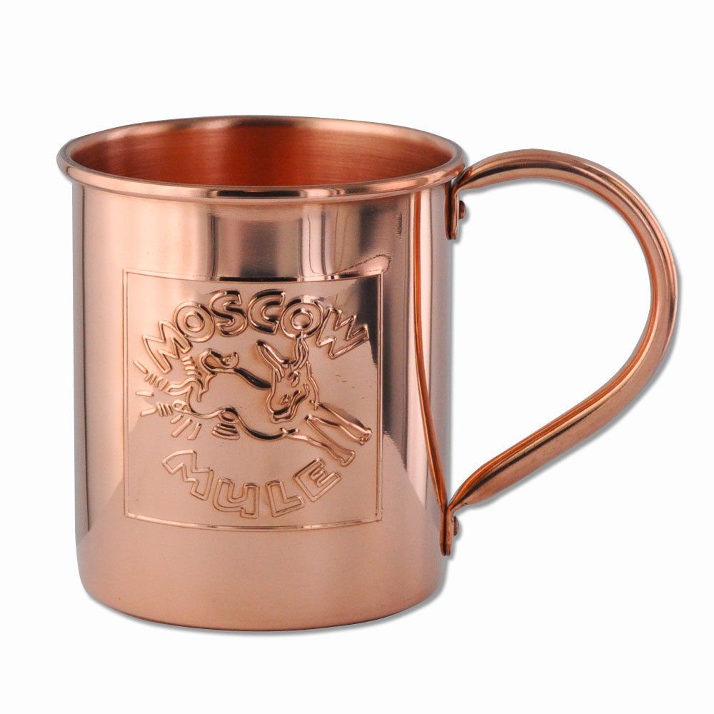 4 Pack - 13.5oz Embossed Logo, Copper Moscow Mule Mugs