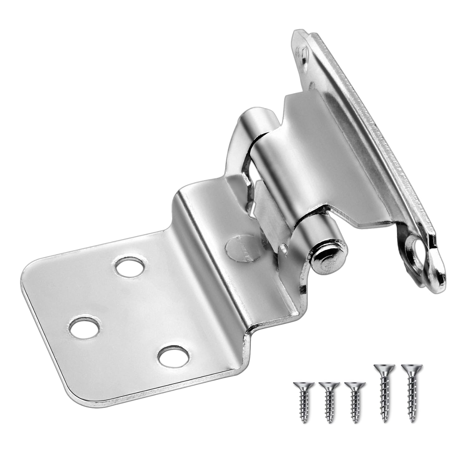 Funghwang 12 Pack 6 Pairs Brushed Nickel Self Closing Cabinet Door Hinges - 3/8 inch Inset, Semi-Concealed, Flush Face Mount Cupboard Hardware