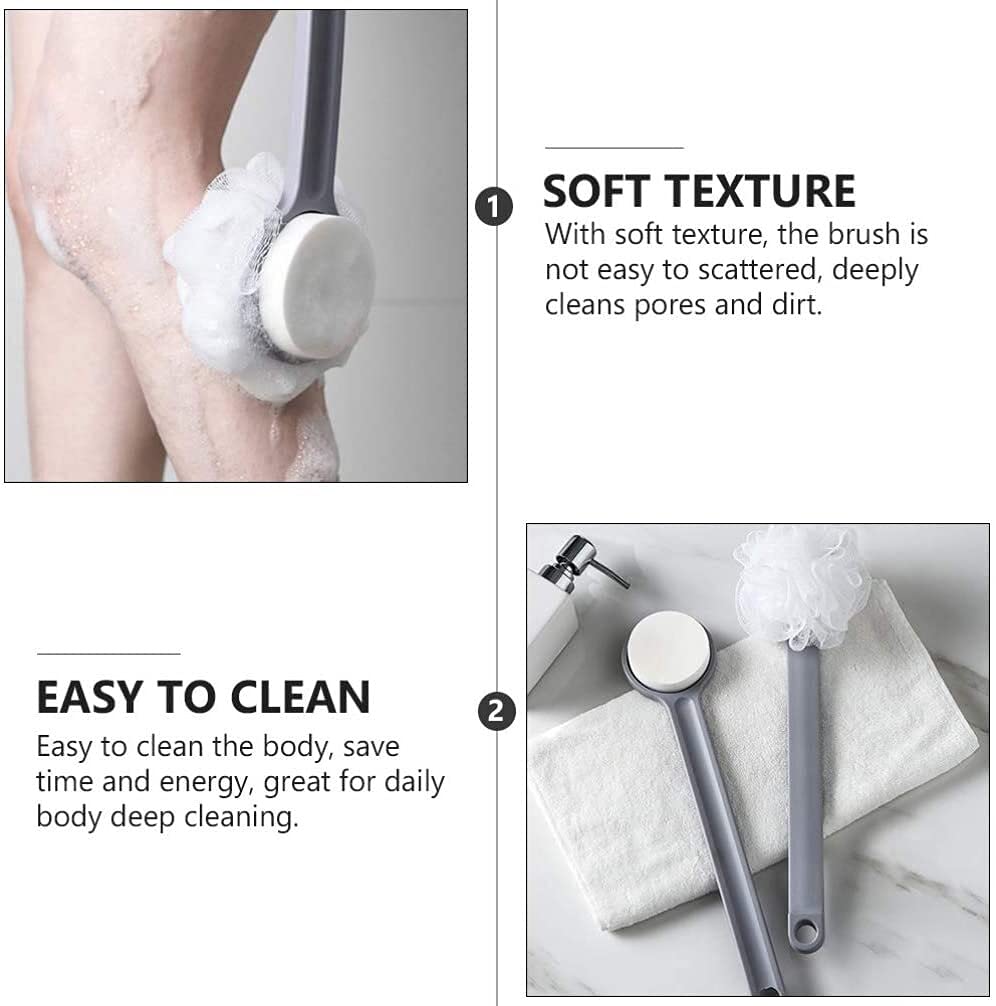 Depurador de baño, Cepillo de Limpieza Corporal con Mango Largo, Cepillo de Ducha con Bola de baño Cepillos para baño y Cuerpo