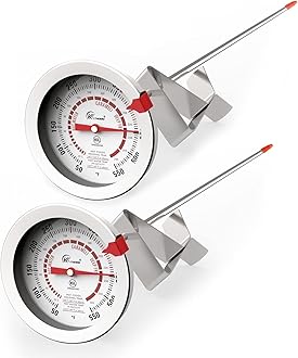 KT THERMO Candy/Deep Fry Thermometer with 12'' Food Grade Probe and Clip, Fast Instant Read Large 2" Dial,Temperature Range 50 to 550 ºF / 20 to 280°C(2 Packs)