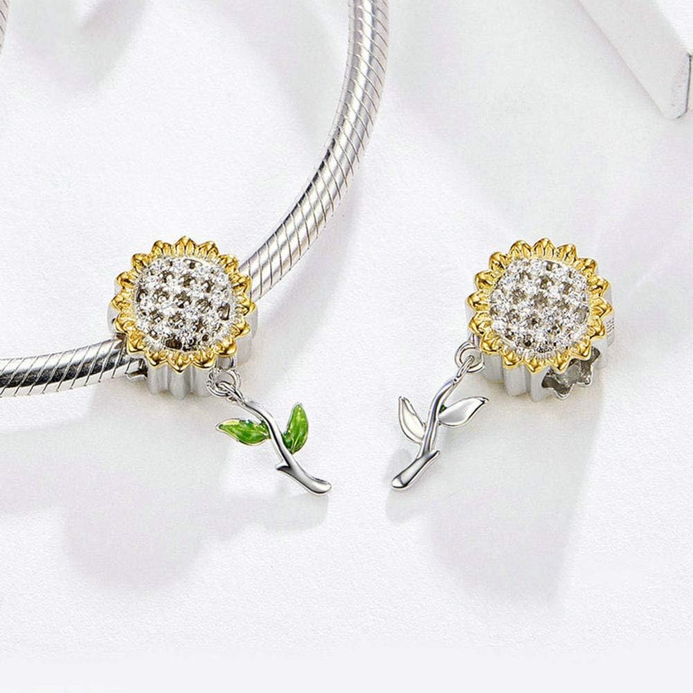 Sunflower Charm 925 Sterling Silver Sun Charm Flower Charm Love Gift Charm for Pandora Charm Bracelet - Image 3