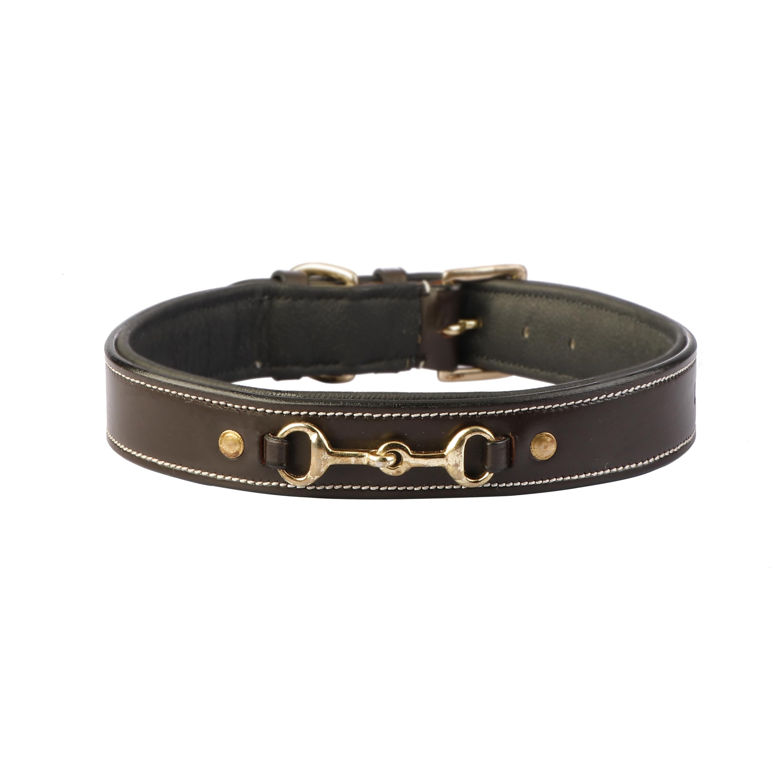 Comrade Saddlery Genuine Leather Dog Collar, Luxurious Neck Collar with Brass Fittings Dogs, Vibrant Polish and Padding for Easy Comfort (22 INCHES, Havana with Brown Padding) (B0CWPL42C8) Amazon Price History, Amazon Price Tracker
