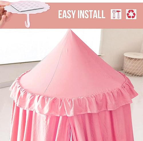 Miniatura 6 de Kertnic - Toldo decorativo para cama de niños, carpa de algodón suave para decoración de habitación de niñas, castillo de princesa, mosquitera de