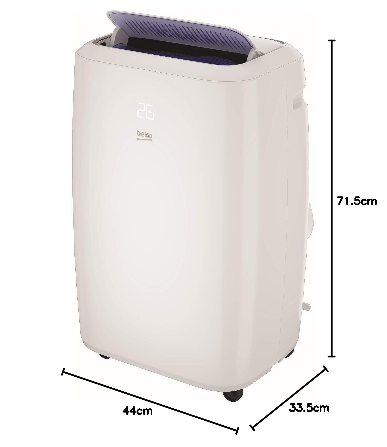 Beko - BPN112H - Climatizzatore Portatile, 12000 Btu, Raffrescamento e Riscaldamento, Funzione Deumidificazione - Bianco, 44 x 33,5 x 71,5h cm
