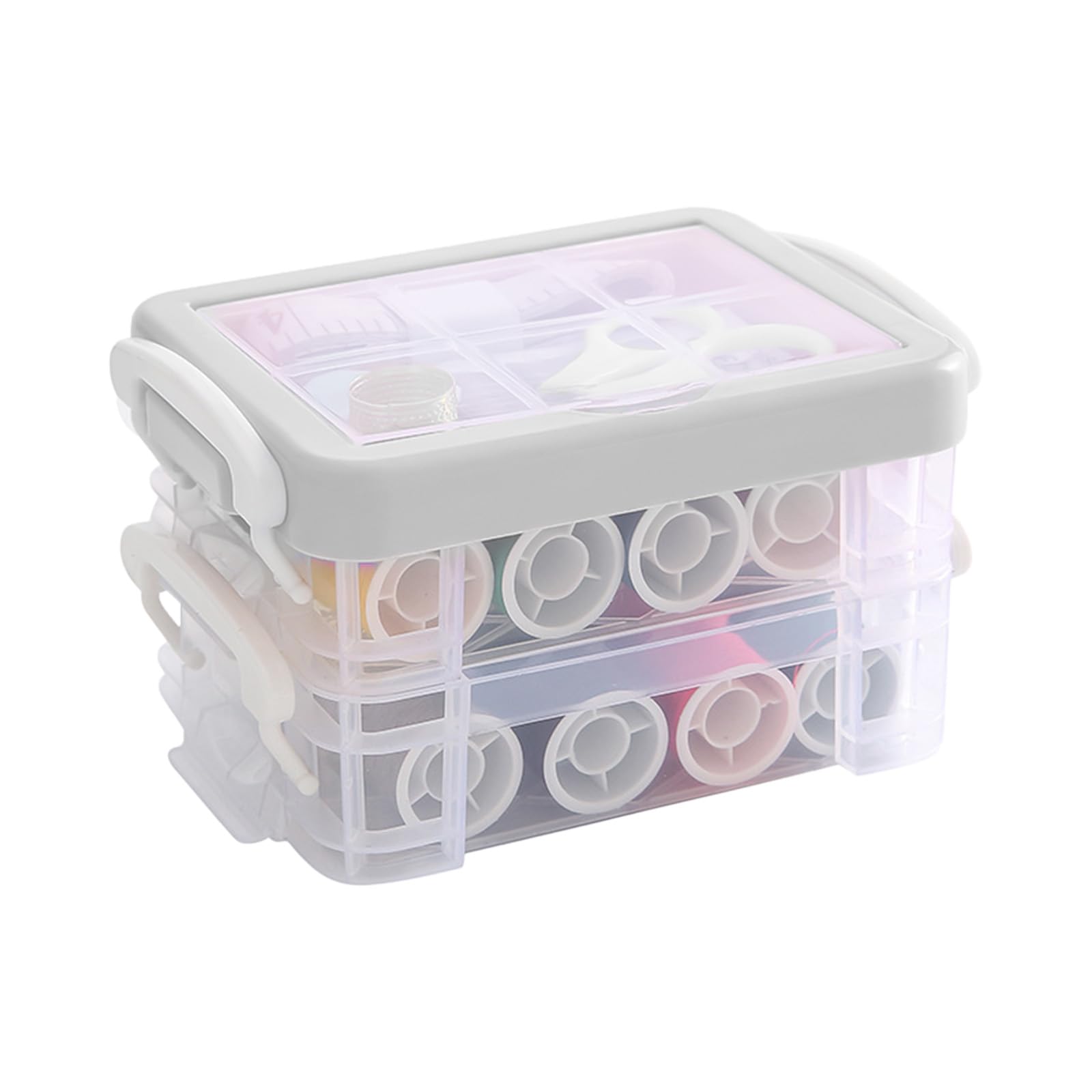 Nähset mit Kunststoffbox für Erwachsene,YMWALK tragbare Nähbox mit Nähzubehör Nadel- und Fadenset, 16-Farben-Faden, Nadeln, Schere, Maßband, Fingerhut zum Ausbessern von Kleidung (Grau)