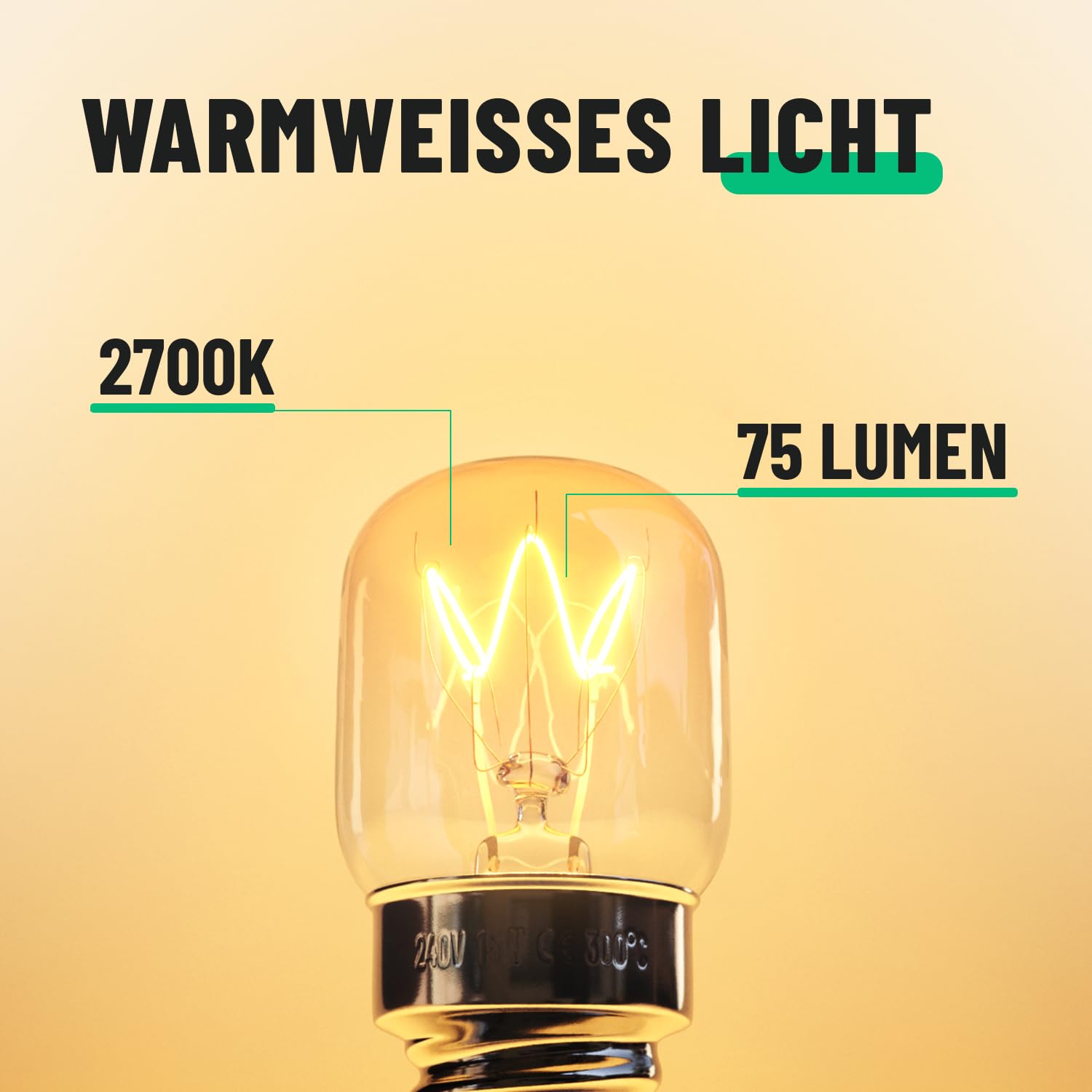 greate Lampa do piekarnika, E14, 15 W, 2 sztuki, odporna na temperaturę do 300 stopni, do piekarnika, grilla, lampy solnej, kuchenki mikrofalowej – żarówka do piekarnika z kapsułką T22, 75 lumenów i