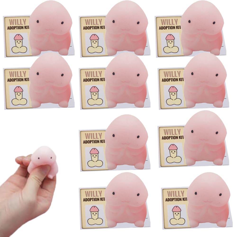 CERAVINovelty Naughty Willy Adoption Kit - Hen Favour, Funny Adult Gift Tricky Prank Decompression Ding Ding Pinch Toy, Cute Table Ornaments Christmas Stuffing, Silly Gift (10pcs)