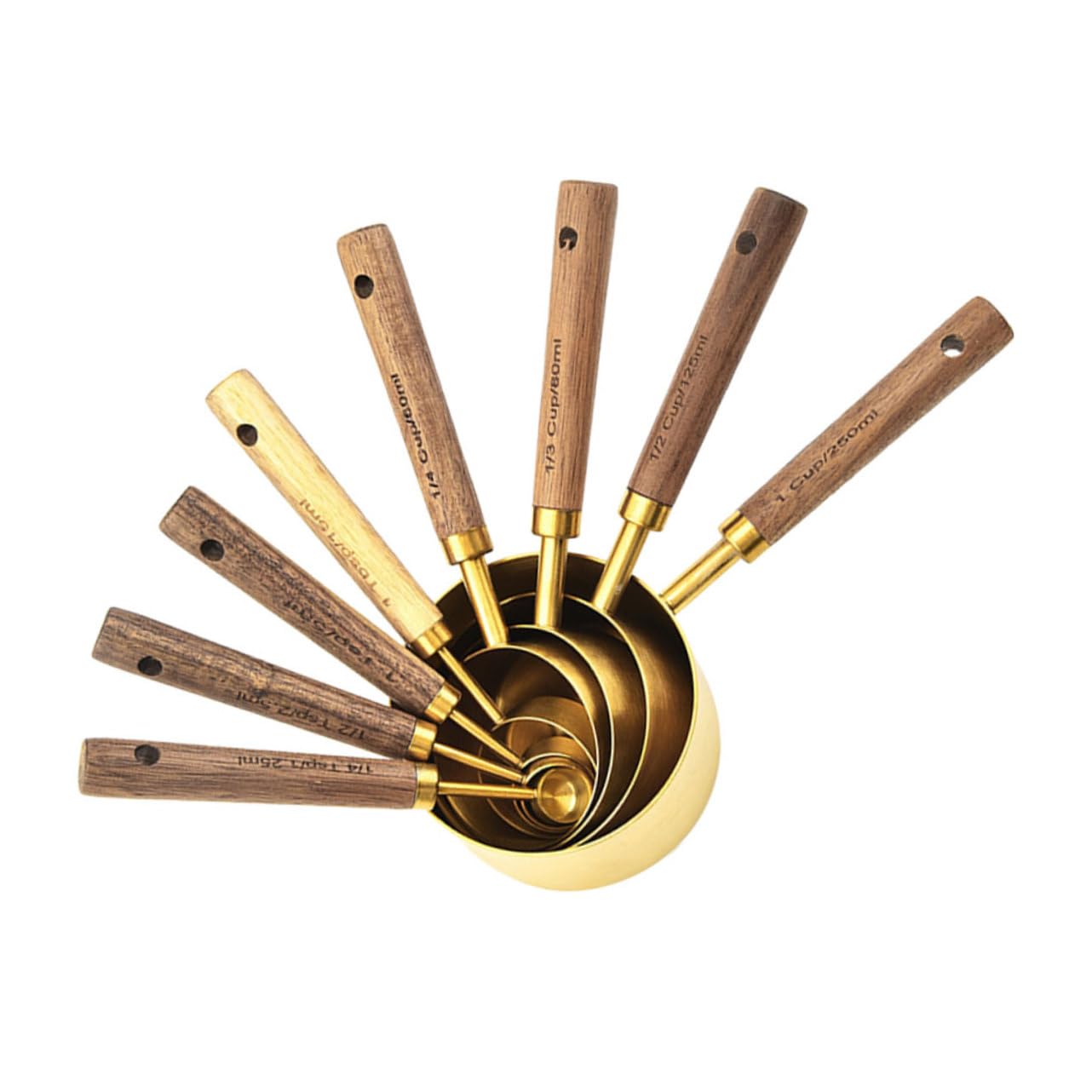 Alipis 8piezas Cucharas Medidoras de Acero Inoxidable con Mango de Madera para Hornear y Cocinar Cuchara Medidora Métrica para Cocina