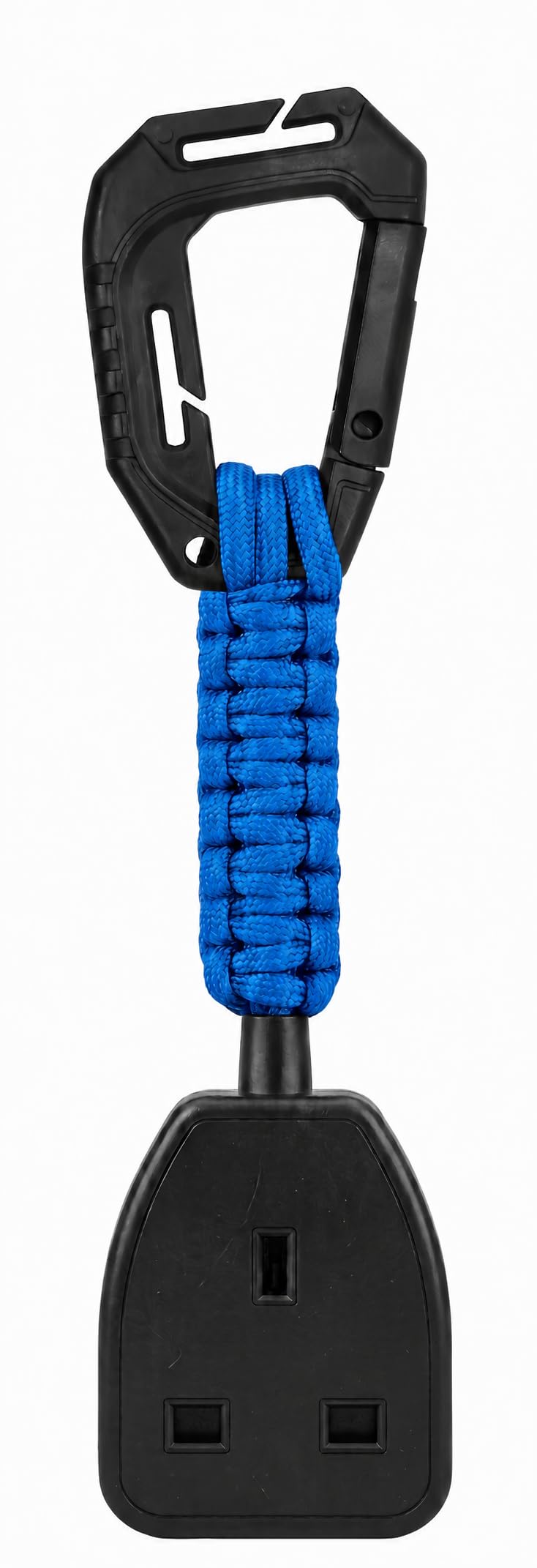 Professional Socket Tester Holder with R1 & R2 Link, Carabiner Clip, Handmade Paracord, Electrician Accessory (Blue)