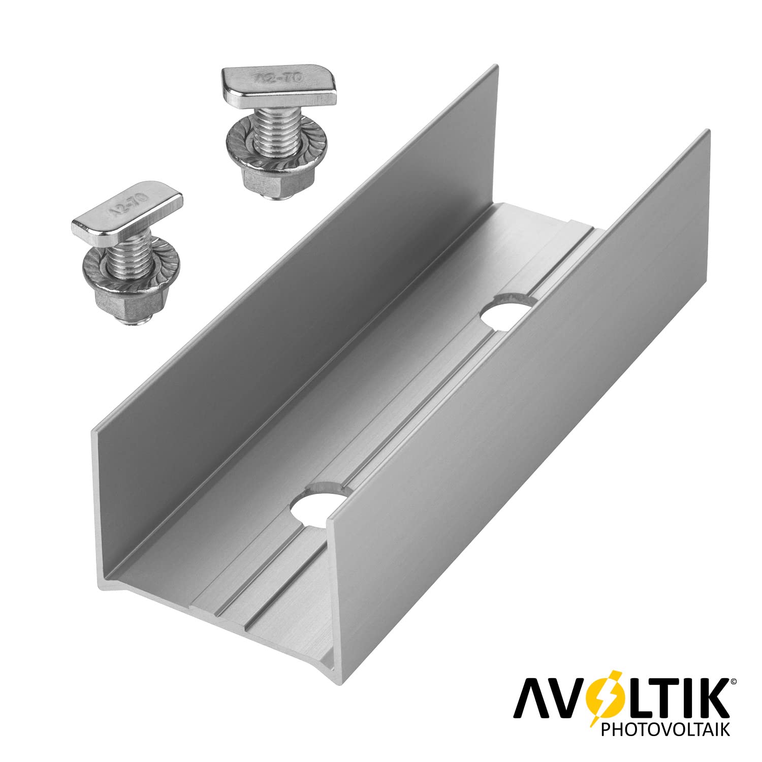 Avoltik Lot de 4 raccords profilés en C en aluminium 40 x 40 mm pour rails PV | Connecteur de rail pour panneaux solaires photovoltaïques | Avec vis | Argenté
