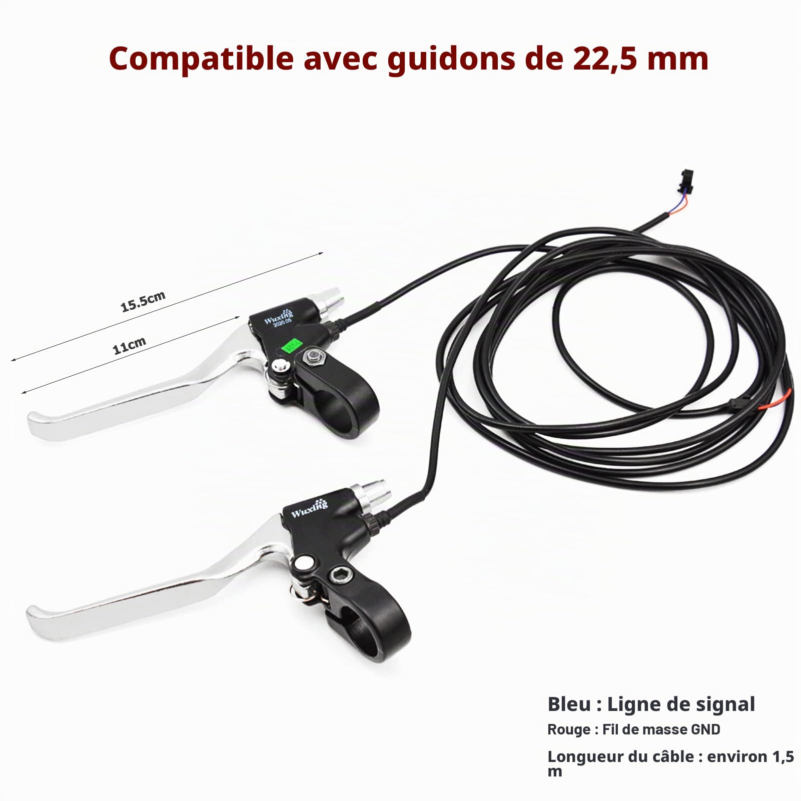 Nikou Levier de frein de vélo 1 paire 2 fils gauche et droit e-bike vélo électrique levier de frein pièces de rechange performance stable